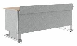 Middle Atlantic Products Forum™ Lectern, 72" Wide, Electrically Height Adjustable, Wilsonart® Kensington Maple, Magnesium Powdercoat, Silver Gray Felt with Power for France (FM LECTERN 7227 HTAD...