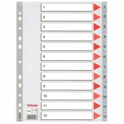 Esselte Plastic indexes Numerischer Registerindex Polypropylen [PP] (Esselte register PP A4 1-12 grÃ¥)