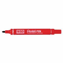 Pentel N 50 Permanent-Marker Rundspitze Rot 12 Stück[e] (Pentel N50 12 Pack Red Permanent Marker Bullet Tip 2.2mm Line)