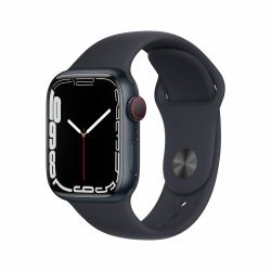 Apple Watch Series 7 OLED 41 mm Digital Touchscreen 4G Black Wi-Fi GPS [satellite] (APPLE WATCH SERIES 7 41MM CELLULAR ALUMINIUM MIDNIGHT - BROWN BOX)