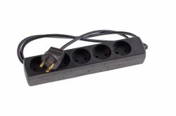 EL power strip with 5 earthed - outlets, 1.5m cable, black, - Installation power strip, with detachable plug - Warranty: 24M