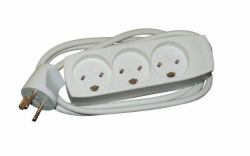 EDB power strip with 3 - earthed outlets 1.5m white - Warranty: 24M