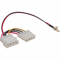 InLine Lüfter Adapterkabel, 3pol Lüfter an 4pol Netzteil 12V, 0,3m 