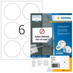 HERMA Ablösbare Etiketten A4 Ø 85 mm rund weiß Movables/ablösbar Papier matt 600 St. 