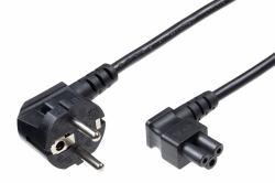 Microconnect PE010830A Stromkabel Schwarz 3 m C5-Koppler CEE7/7 (Power Cord CEE 7/7 - C5 3m - Angled CEE7, Black, - H05VV-F3x1mm2 CU, Male-Female - Warranty: 300M)
