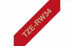 Brother TZE-RW34 Etiketten erstellendes Band Gold auf Rot (TZE-RW34 LAMINATED TAPE,Genuine Ribbon Tape Cassette â Gold on Wine Red, 12mm wide)