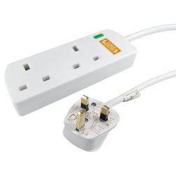 Cables Direct RB-10M02SPD Spannungsschutz 2 AC-Ausgänge Weiß 10 m (CDL 10m UK Power Extension-2 Ports)