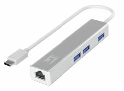 LevelOne Gigabit USB-C Netzwerkadapter mit USB Hub 