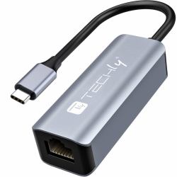 Techly IDATA USB-ETGIGA-CA laptop-dockingstation & portreplikator Kabelgebunden USB 3.2 Gen 1 [3.1 Gen 1] Type-C Schwarz, Silber 